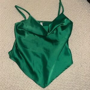 Elegant Green Satin Women's Top